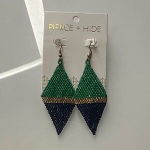 Chic Green and Blue Beaded Earrings